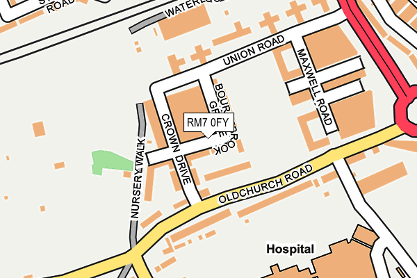 RM7 0FY map - OS OpenMap – Local (Ordnance Survey)