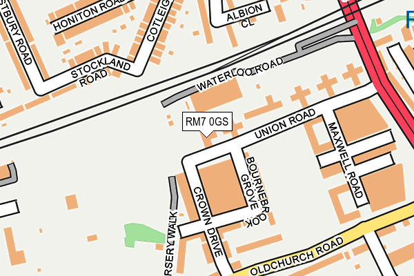 RM7 0GS map - OS OpenMap – Local (Ordnance Survey)