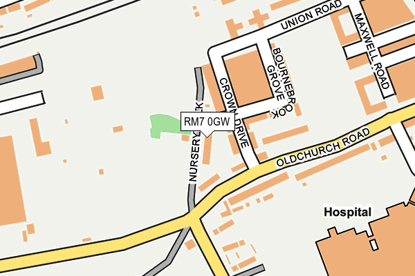 RM7 0GW map - OS OpenMap – Local (Ordnance Survey)
