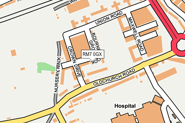 RM7 0GX map - OS OpenMap – Local (Ordnance Survey)
