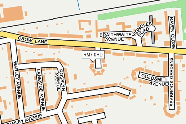 RM7 0HD map - OS OpenMap – Local (Ordnance Survey)