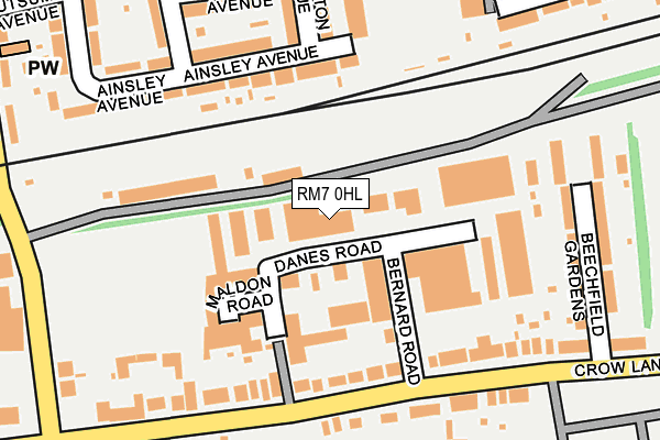RM7 0HL map - OS OpenMap – Local (Ordnance Survey)