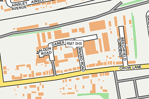 RM7 0HX map - OS OpenMap – Local (Ordnance Survey)