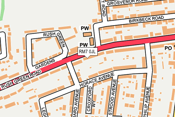 RM7 0JL map - OS OpenMap – Local (Ordnance Survey)