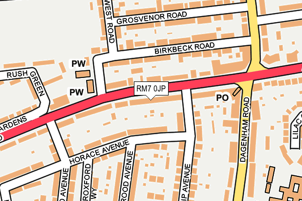 RM7 0JP map - OS OpenMap – Local (Ordnance Survey)