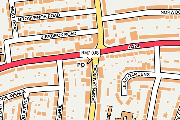 RM7 0JS map - OS OpenMap – Local (Ordnance Survey)
