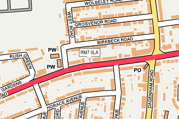 RM7 0LA map - OS OpenMap – Local (Ordnance Survey)