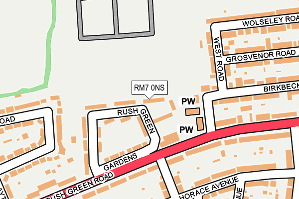 RM7 0NS map - OS OpenMap – Local (Ordnance Survey)