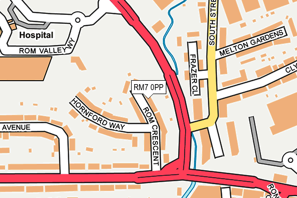RM7 0PP map - OS OpenMap – Local (Ordnance Survey)