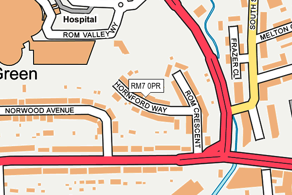 RM7 0PR map - OS OpenMap – Local (Ordnance Survey)