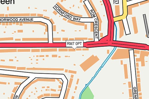 RM7 0PT map - OS OpenMap – Local (Ordnance Survey)