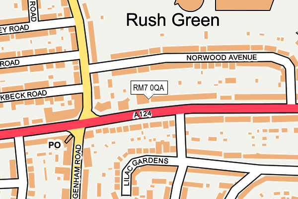 RM7 0QA map - OS OpenMap – Local (Ordnance Survey)
