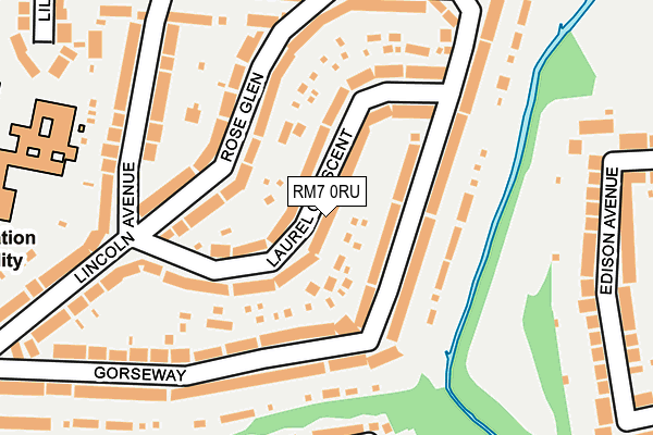 RM7 0RU map - OS OpenMap – Local (Ordnance Survey)