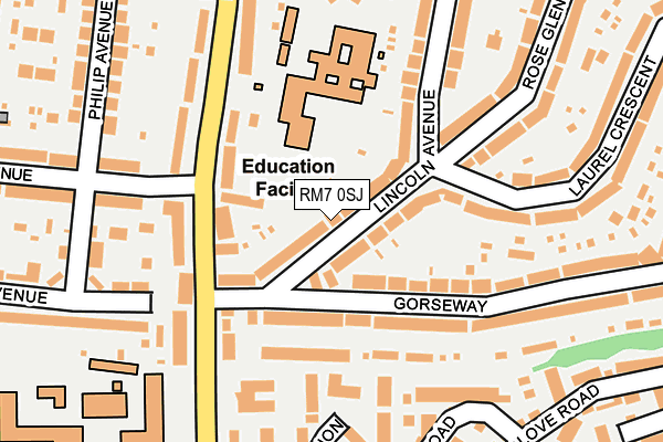 RM7 0SJ map - OS OpenMap – Local (Ordnance Survey)