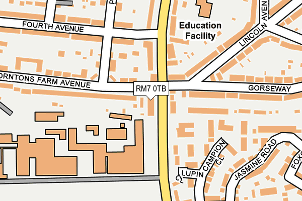 RM7 0TB map - OS OpenMap – Local (Ordnance Survey)