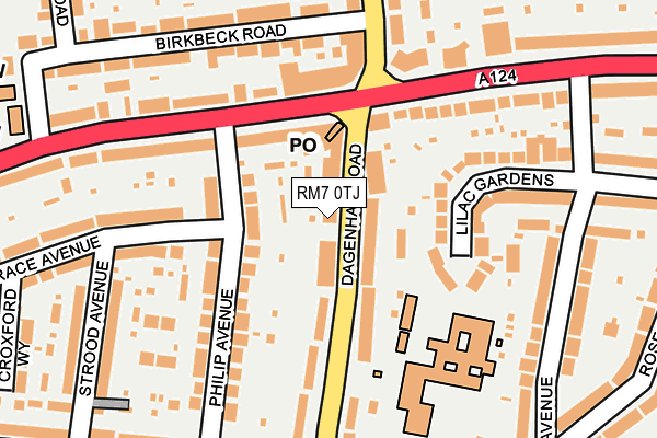 RM7 0TJ map - OS OpenMap – Local (Ordnance Survey)