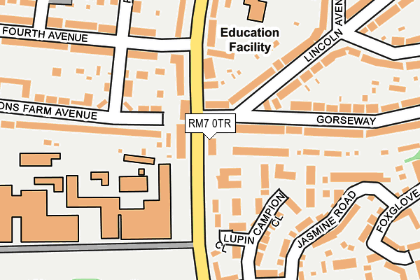 RM7 0TR map - OS OpenMap – Local (Ordnance Survey)