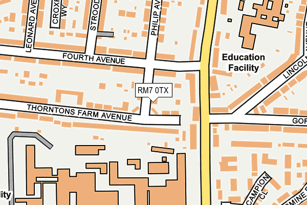 RM7 0TX map - OS OpenMap – Local (Ordnance Survey)