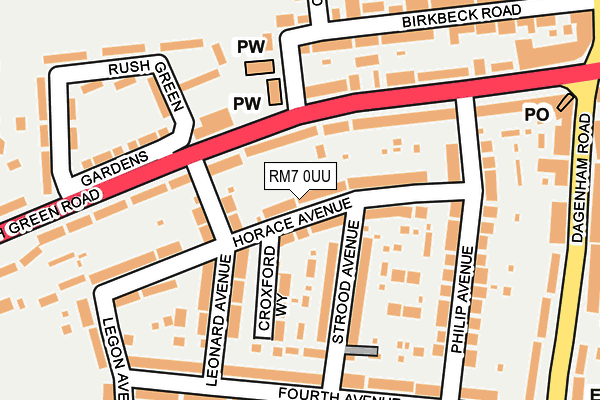 RM7 0UU map - OS OpenMap – Local (Ordnance Survey)