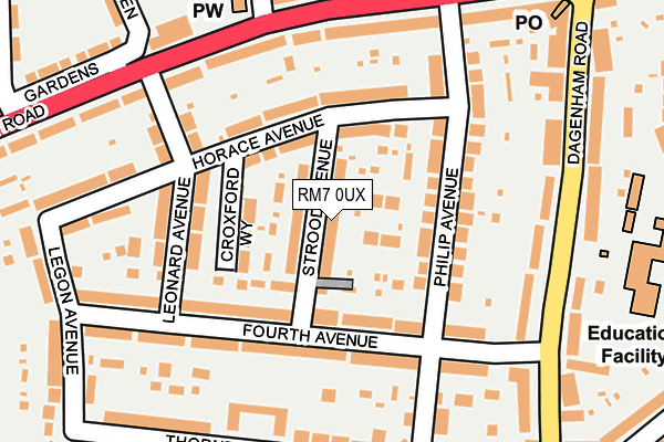 RM7 0UX map - OS OpenMap – Local (Ordnance Survey)