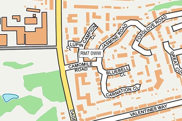 RM7 0WW map - OS OpenMap – Local (Ordnance Survey)