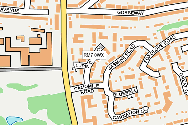 RM7 0WX map - OS OpenMap – Local (Ordnance Survey)