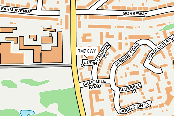 RM7 0WY map - OS OpenMap – Local (Ordnance Survey)