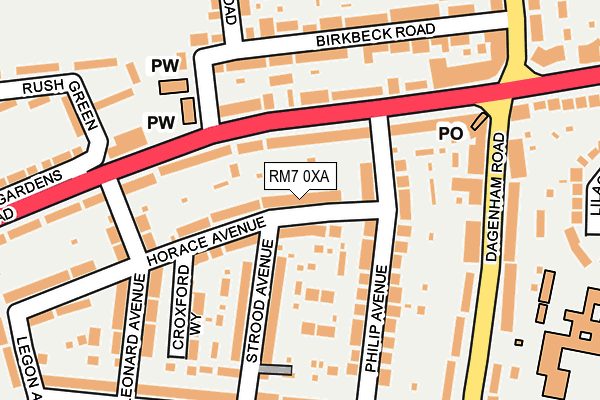 RM7 0XA map - OS OpenMap – Local (Ordnance Survey)