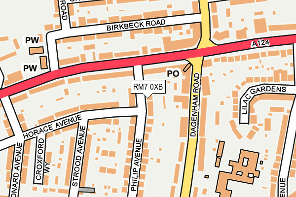 RM7 0XB map - OS OpenMap – Local (Ordnance Survey)
