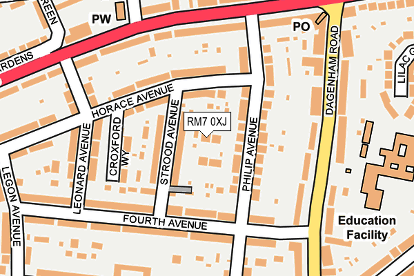 RM7 0XJ map - OS OpenMap – Local (Ordnance Survey)