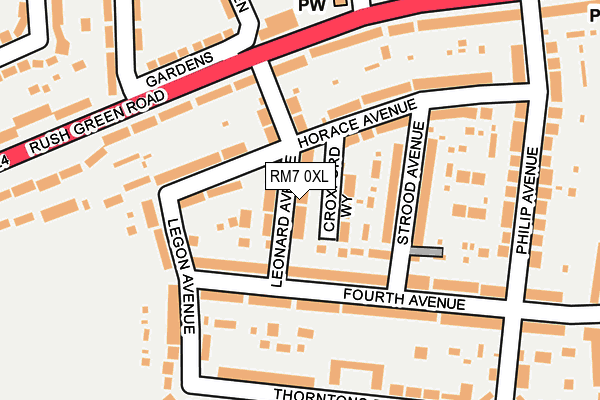 RM7 0XL map - OS OpenMap – Local (Ordnance Survey)