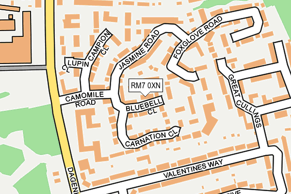 RM7 0XN map - OS OpenMap – Local (Ordnance Survey)