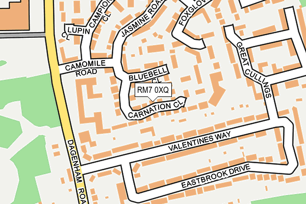 RM7 0XQ map - OS OpenMap – Local (Ordnance Survey)