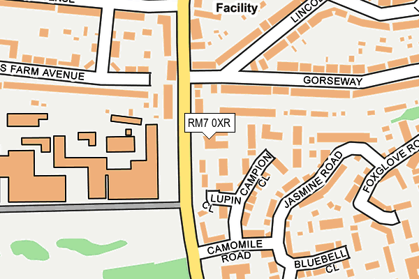 RM7 0XR map - OS OpenMap – Local (Ordnance Survey)