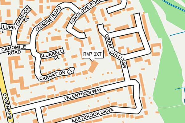 RM7 0XT map - OS OpenMap – Local (Ordnance Survey)
