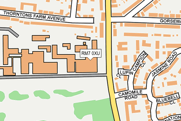 RM7 0XU map - OS OpenMap – Local (Ordnance Survey)