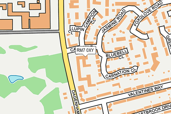 RM7 0XY map - OS OpenMap – Local (Ordnance Survey)