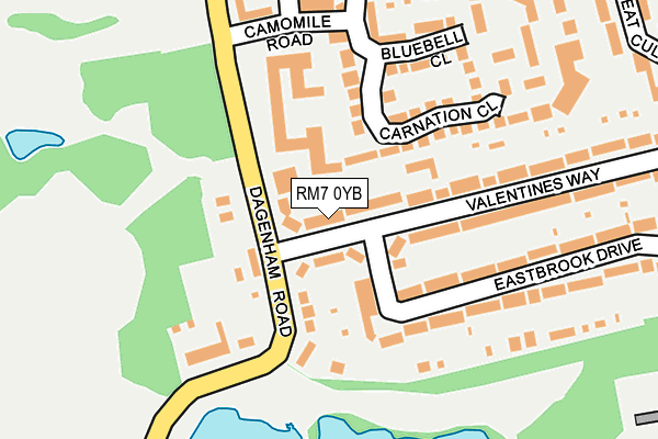 RM7 0YB map - OS OpenMap – Local (Ordnance Survey)