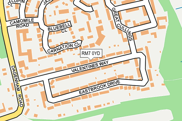 RM7 0YD map - OS OpenMap – Local (Ordnance Survey)