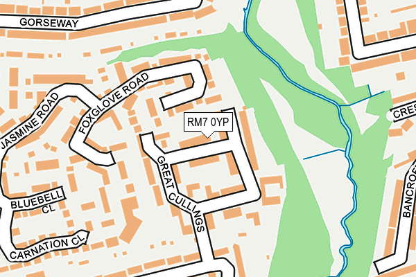 RM7 0YP map - OS OpenMap – Local (Ordnance Survey)
