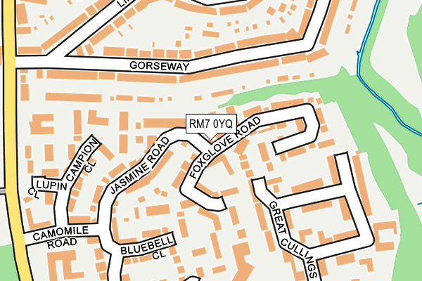 RM7 0YQ map - OS OpenMap – Local (Ordnance Survey)