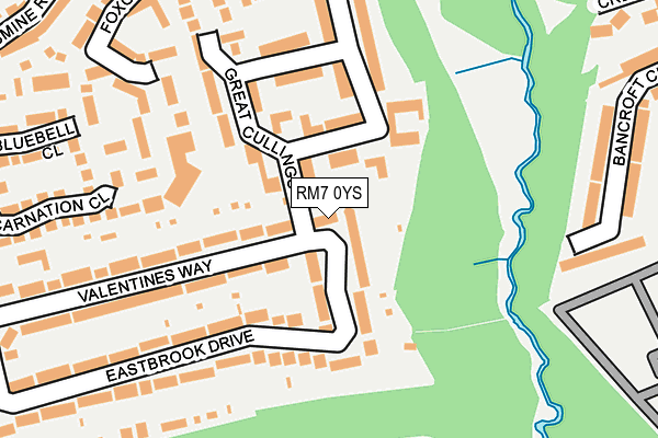 RM7 0YS map - OS OpenMap – Local (Ordnance Survey)