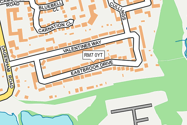 RM7 0YT map - OS OpenMap – Local (Ordnance Survey)