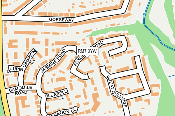 RM7 0YW map - OS OpenMap – Local (Ordnance Survey)