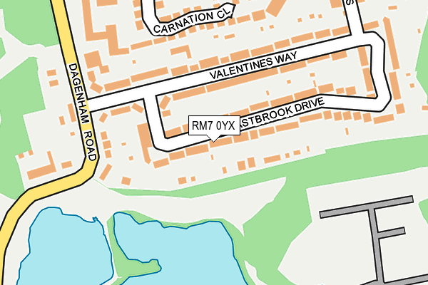 RM7 0YX map - OS OpenMap – Local (Ordnance Survey)
