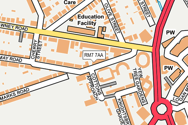 RM7 7AA map - OS OpenMap – Local (Ordnance Survey)