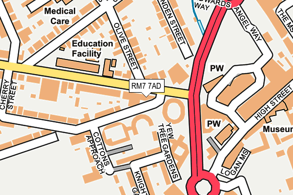 RM7 7AD map - OS OpenMap – Local (Ordnance Survey)