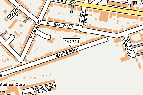 RM7 7AH map - OS OpenMap – Local (Ordnance Survey)