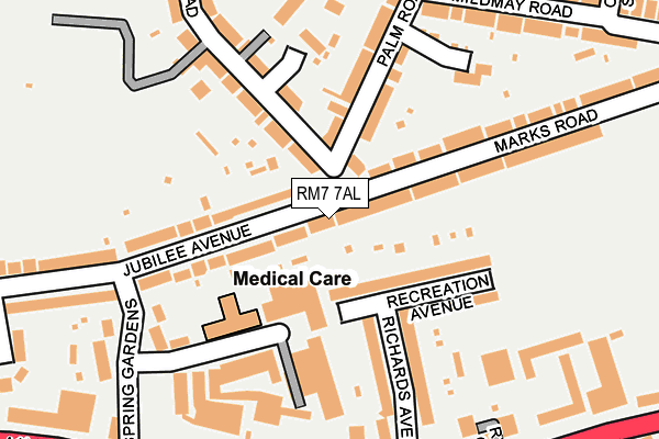 RM7 7AL map - OS OpenMap – Local (Ordnance Survey)