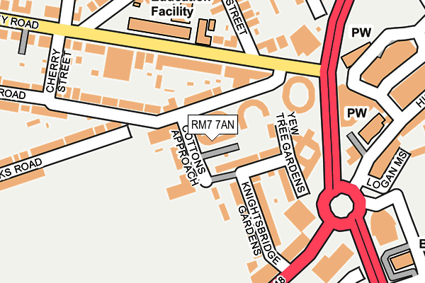 RM7 7AN map - OS OpenMap – Local (Ordnance Survey)